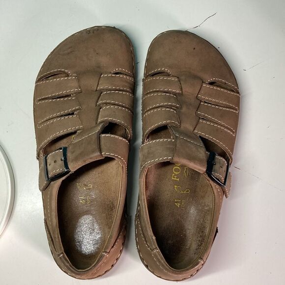 Birkenstock Footprints Classic Fisherman Sandal 41 Men 8 Women 10 Brown Leather - Picture 1 of 16